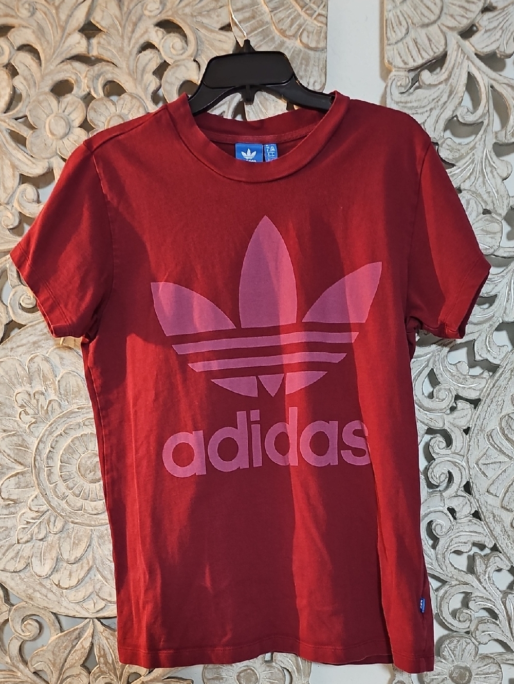 adidas Red Short-Sleeve Trefoil Logo Tee